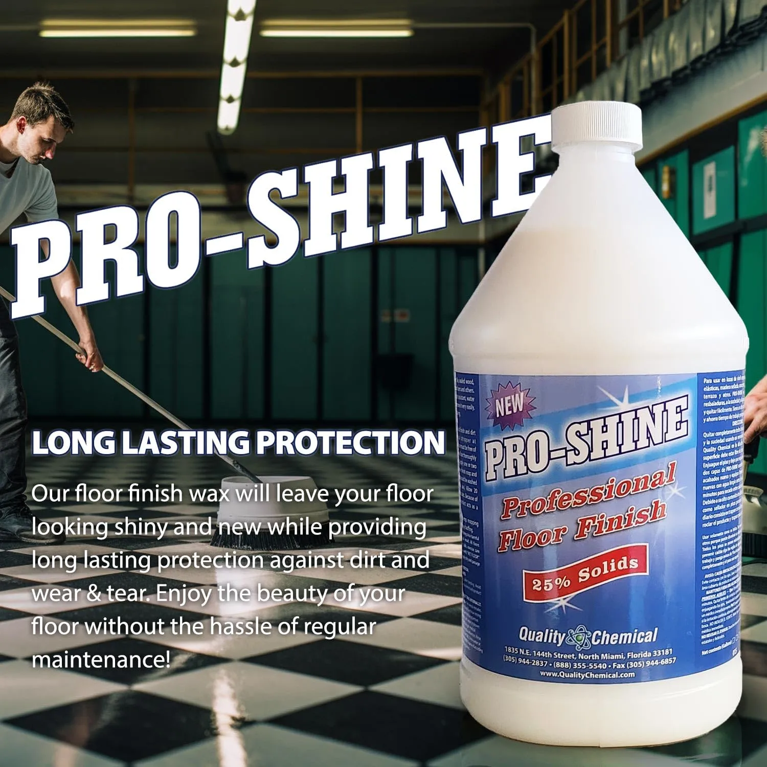 Quality Chemical Pro Shine High Solids Commercial Wet-Look Floor Finish Wax - High Shine Floor Cleaner, Future Floor Wax - Floor Wax for VCT Tile Floors, Polish & Restorer - 128 oz (Pack of 1)