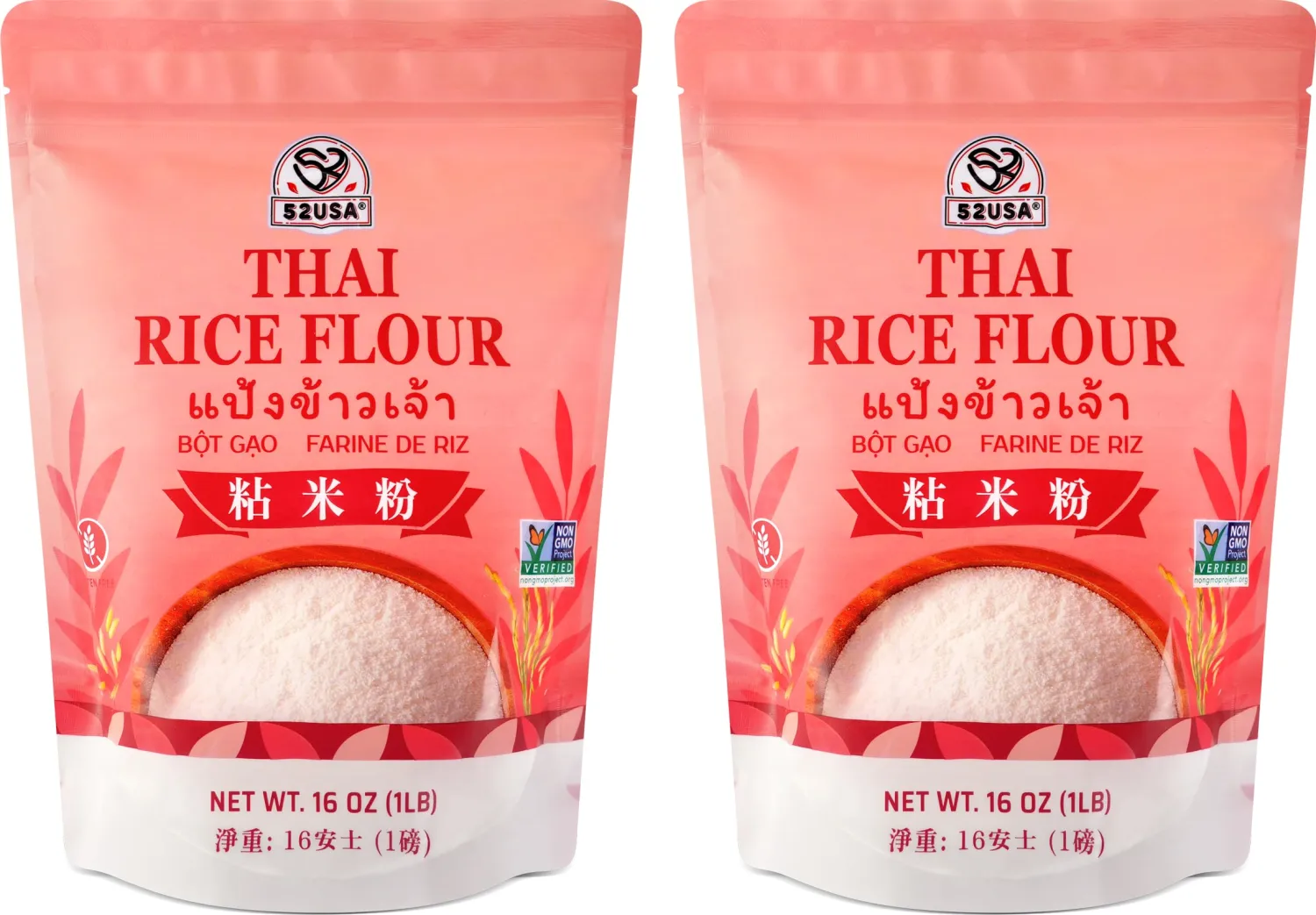 52USA Thai Rice Flour 32 Ounce (Basic), 2 Pound (Pack of 2), Rice Flour for Baking or Cooking, Product of Thailand, All Natural White Rice Flour, Vegan