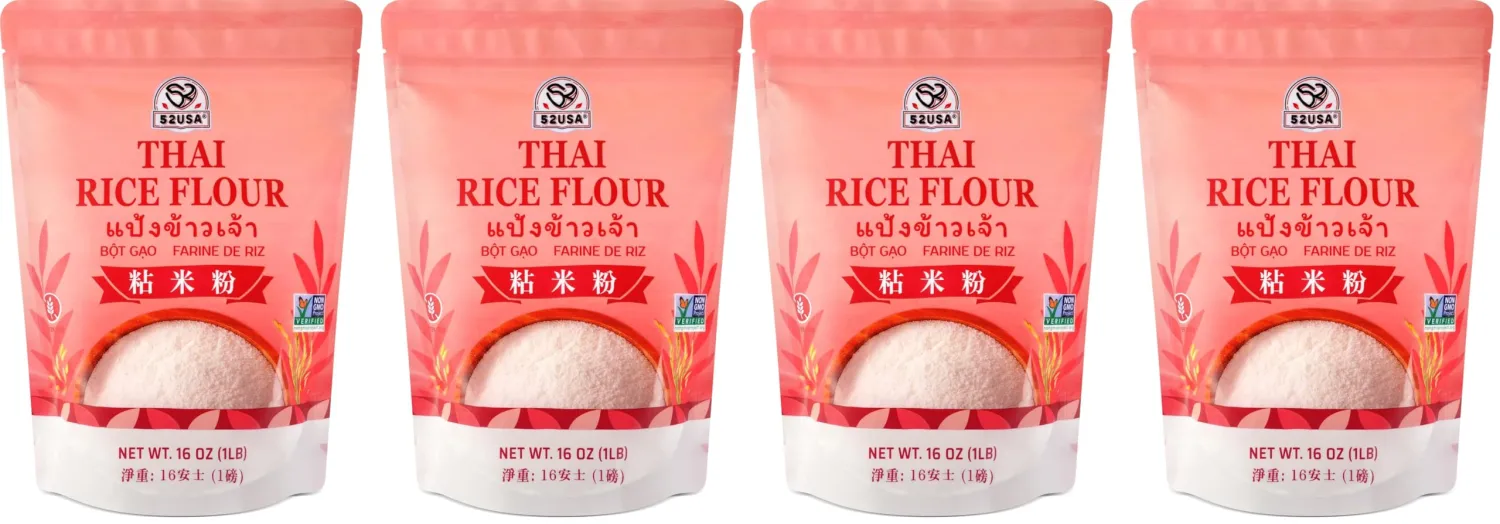 52USA Thai Rice Flour 32 Ounce (Basic), 2 Pound (Pack of 4), Rice Flour for Baking or Cooking, Product of Thailand, All Natural White Rice Flour, Vegan