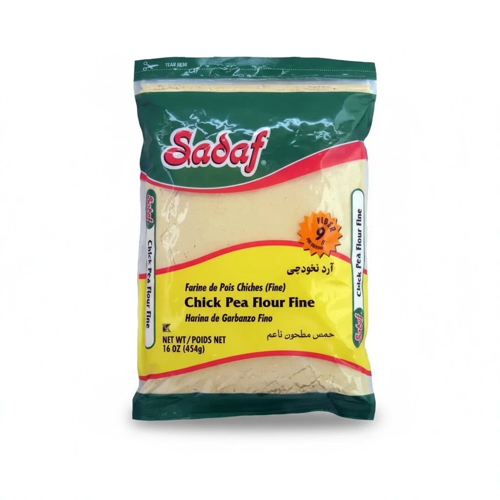 Sadaf Chickpea Flour Fine 16 oz - Gram Flour, Besam Flour, Garbanzo Bean Flour - Chick Pea Flour for Cooking and Baking - Harina de Garbanzo in a Reselable Bag