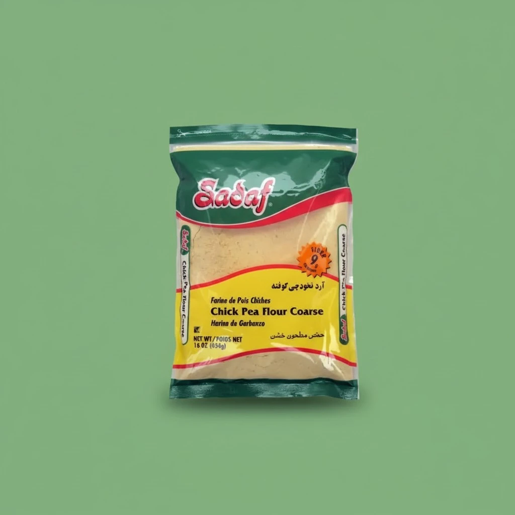Sadaf Chickpea Flour - Coarsed Chickpea Flour for Cooking & Baking - Garbanzo Flour - Harina de Garbanzo - Kosher - 16 Oz Resealable Bag