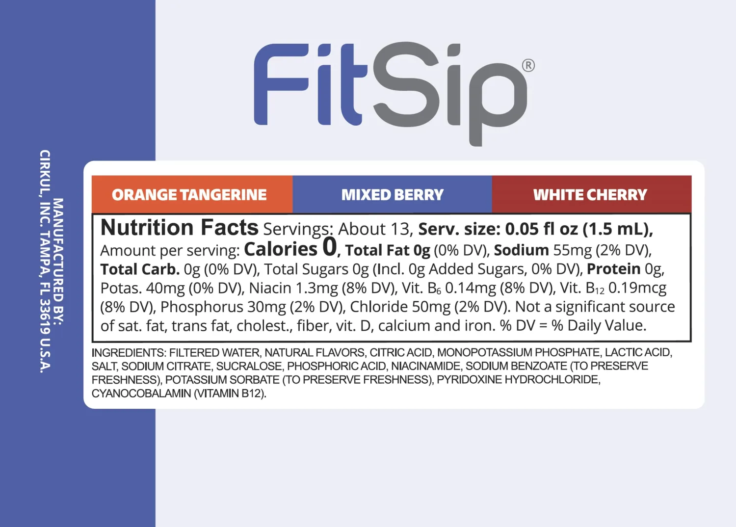 Cirkul FitSip Flavor Cartridge Variety Pack with Electrolytes, 6-Pack (2 Mixed Berry, 2 White Cherry, 2 Orange Tangerine), No Sugar, Zero Calorie Drink Mix