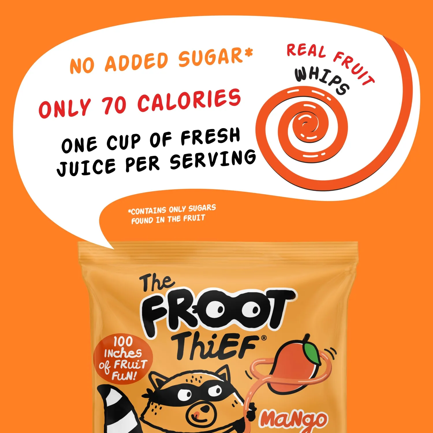 The FROOT Thief Real Fruit Snack Whips, Mango, Nut Free, Perfect for School Lunches and Snacks, Individual Bags Kids Snacks, 5 Pack