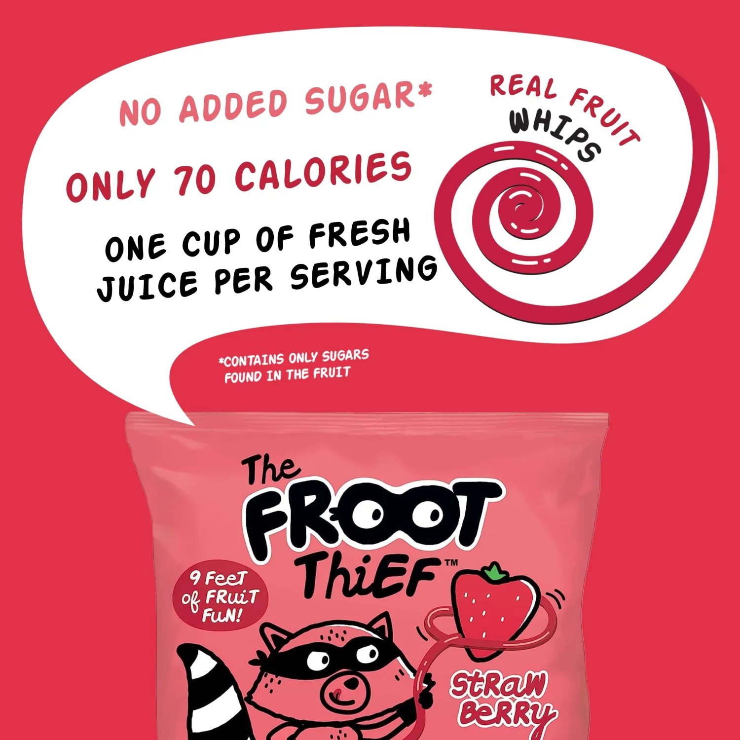 The FROOT Thief Real Fruit Snack Whips, Strawberry, Nut Free, Perfect for School Lunches and Snacks, Individual Bags Kids Snacks, 5 Pack