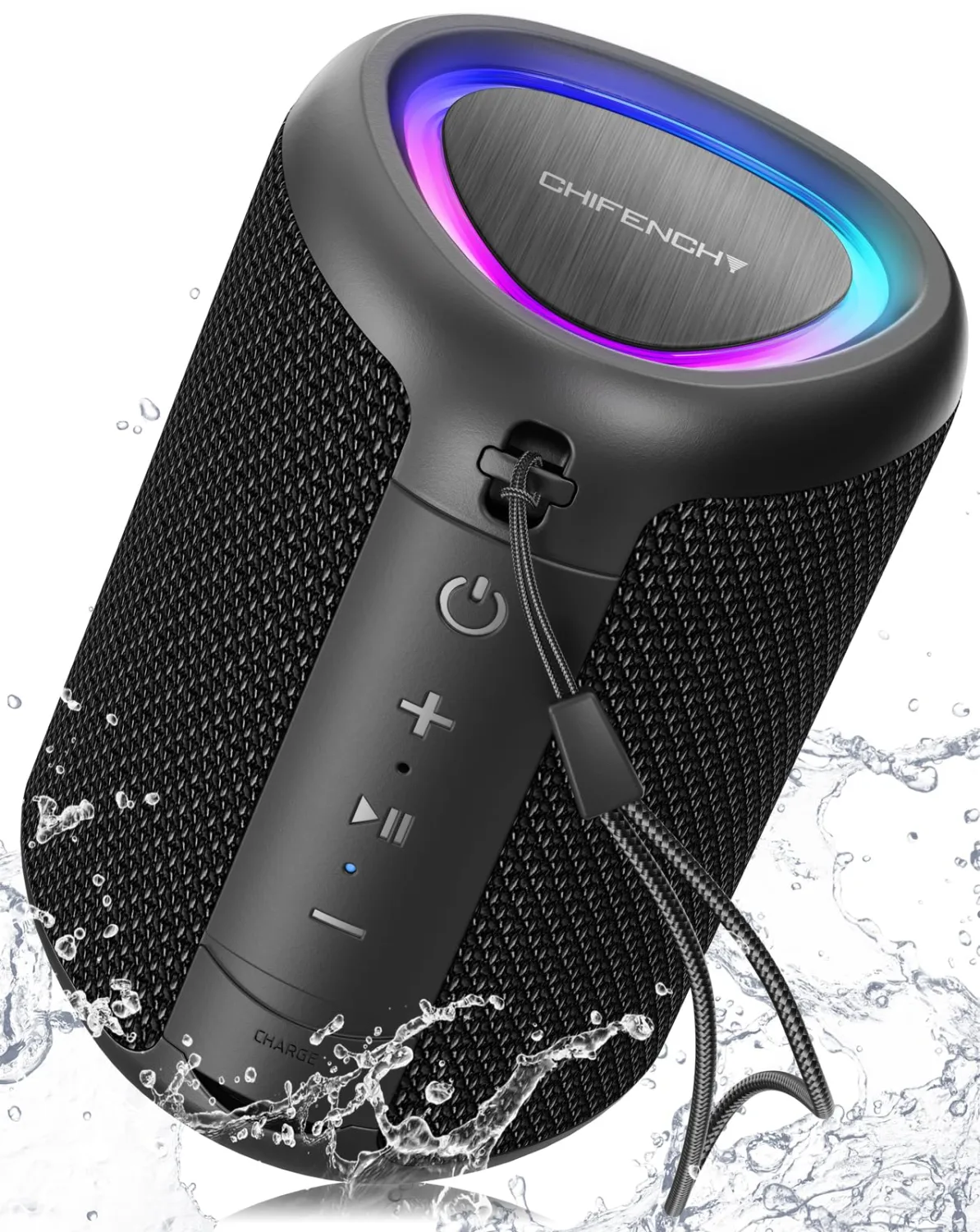 Portable Bluetooth Speaker with Lights, Stocking Stuffers, Powerful Crystal Clear Sound, IPX5 Waterproof, All Day Playtime, BT 5.3, TWS Paring, Small Wireless Speaker for Outdoor, White Elephant Gifts