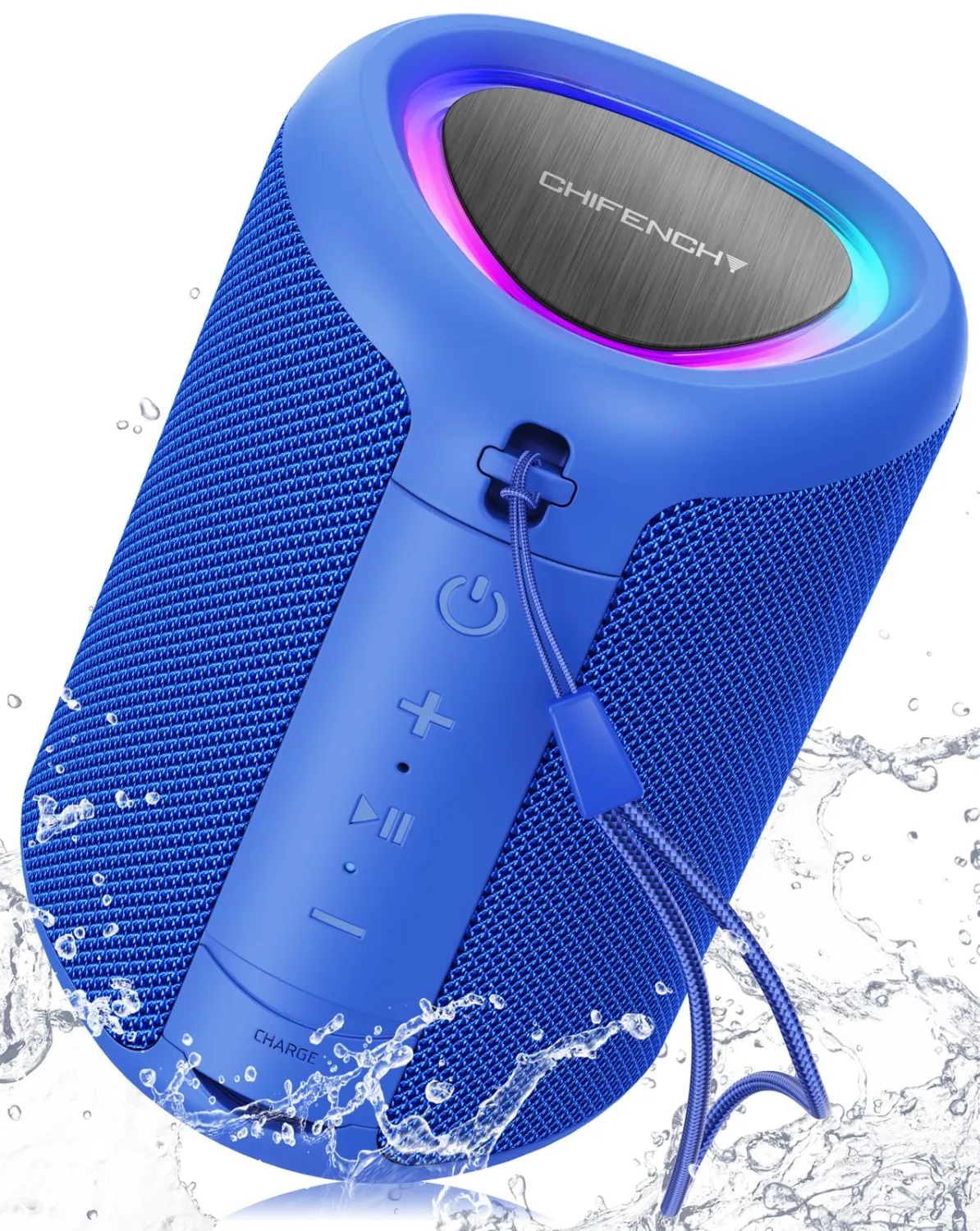 Portable Bluetooth Speaker with Lights, Stocking Stuffers, Powerful Crystal Clear Sound, IPX5 Waterproof, All Day Playtime, BT 5.3, TWS Paring, Small Wireless Speaker for Outdoor, White Elephant Gifts