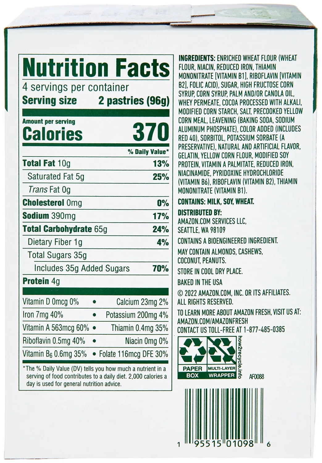 Amazon Fresh, Frosted Fudge Toaster Pastries, 8 Count (Pack of 3)