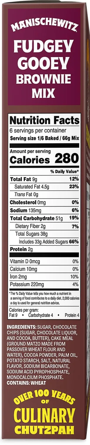 Manischewitz Fudgy Chocolate Brownie Mix With Fudge Frosting 12oz (2 Pack) | Grain Free, Kosher for Passover, Baking Pan Included