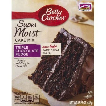 Betty Crocker Super Moist Cake Mix Triple Chocolate Fudge 15.25 oz Box (Pack of 2)