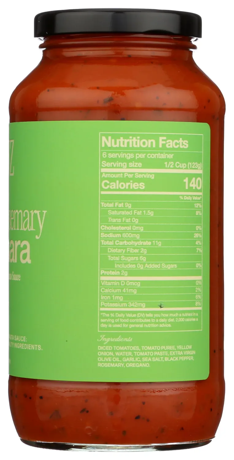Sauz | Wild Rosemary Marinara (Single Jar) Thick & Creamy- Gluten-Free, Non-GMO, and 100% Delicious - Crafted in Small Batches for Michelin-Star Delight - Clean ingredients 25 OZ