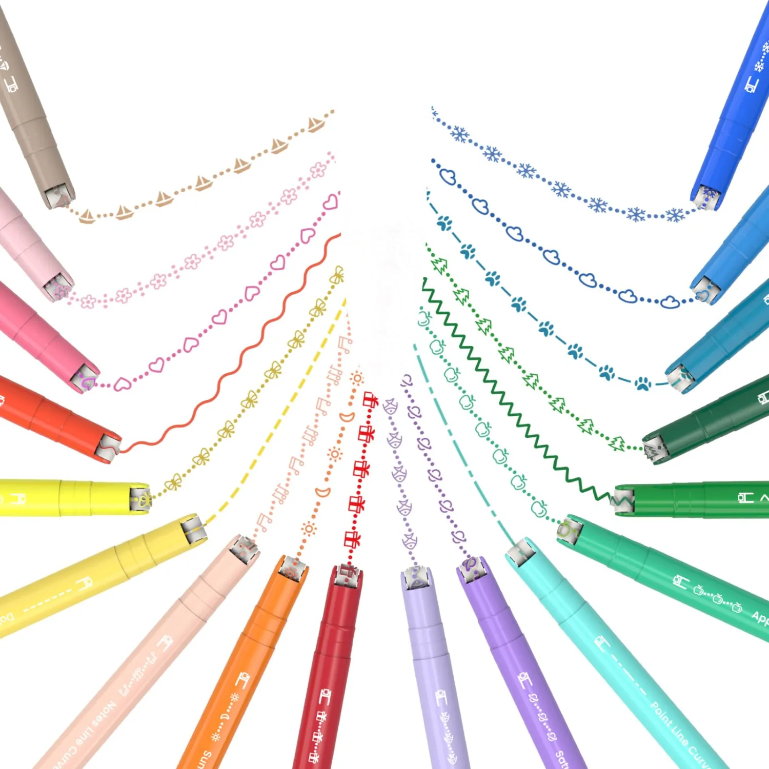 AECHY 18PCS Curve Highlighter Pen Set, Dual Tip Marker Pens with 18 Different Curve Shapes & 18 Colors Mark Lines, Aesthetic Curve Marker Highlighter for Journal Planner School Supplies