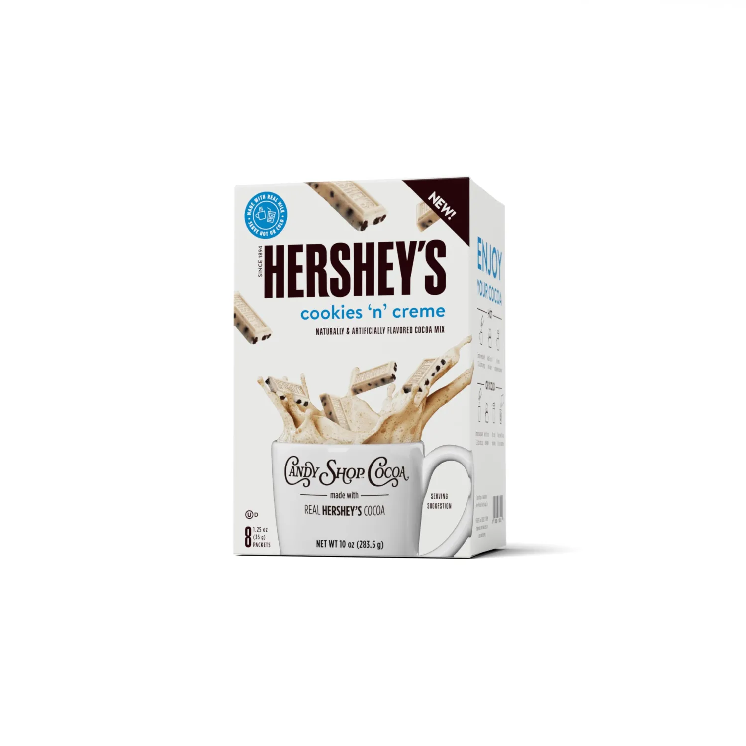 Candy Shop Cocoa HERSHEY'S COOKIES 'N' CREME Cocoa Mix Hot Chocolate Make Hot or Iced Cocoa Made With Real Milk Gluten Free 1.25 oz Packet (8 count)
