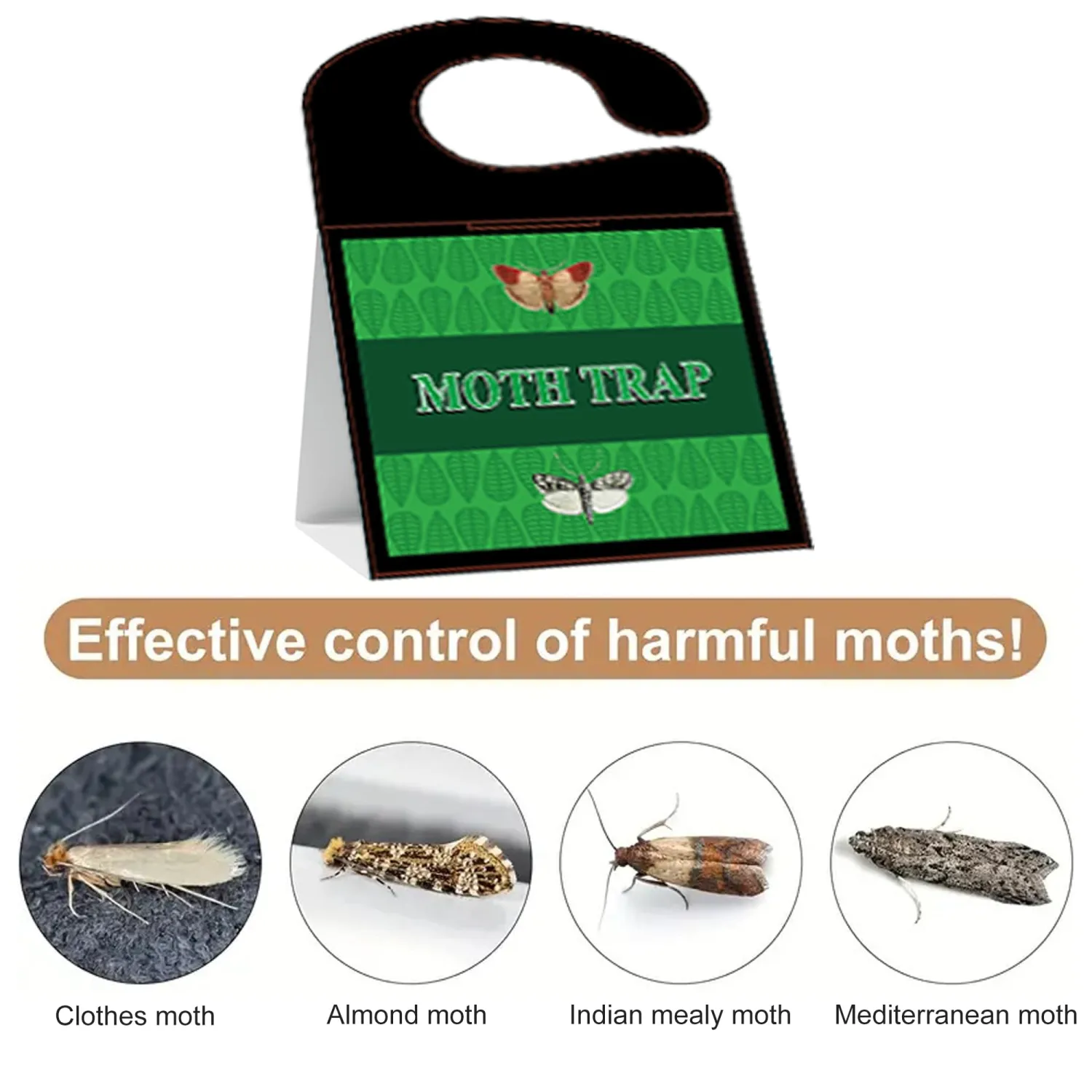 2-in-1 Clothing & Pantry Moth Glue Traps (12 Packs) Pantry Moth Killer for House Pantry with Hook | Non-Toxic & Odorless for Food & Cupboard Moth | Super Strong Glue for Moth Catcher | Deep Green