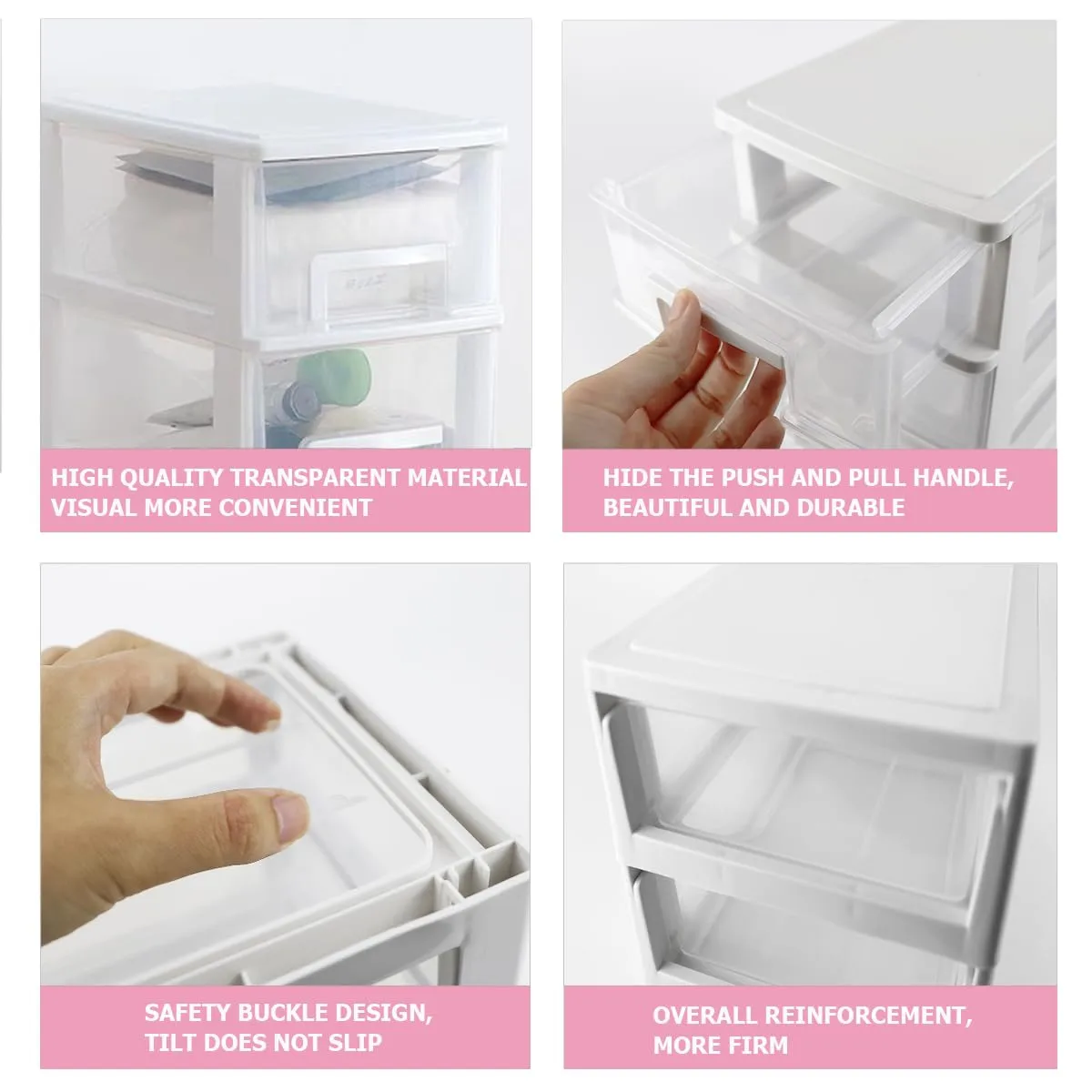 5 Tier Plastic Drawer Type Closet,Portable Storage Cabinet Sundries Storage Cosmetics Jewelry Storage Box for Home Office(White)