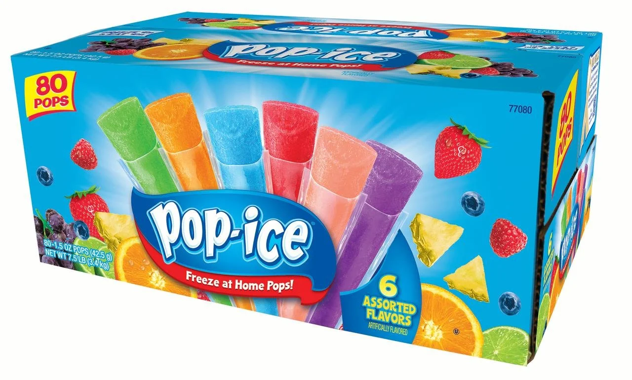 Pop-Ice Freezer Pops, Tropical Flavors, 1.5 Fl Oz, 80 Count