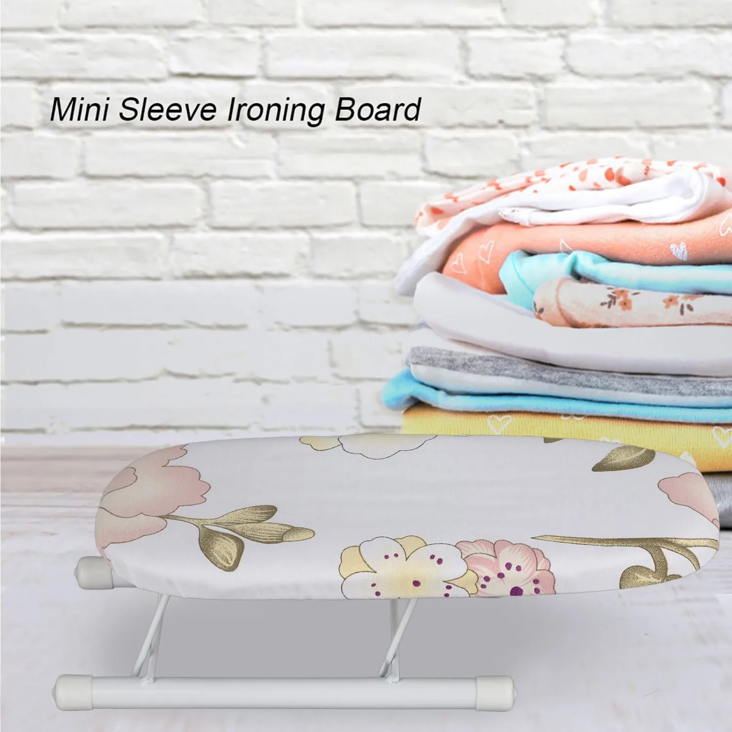 Tabletop Ironing Board, Portable Compact Iron Table, Lightweight Non-Slip Foldable Legs, Space Ironing Table for Travel Home Business Trip (Peony)
