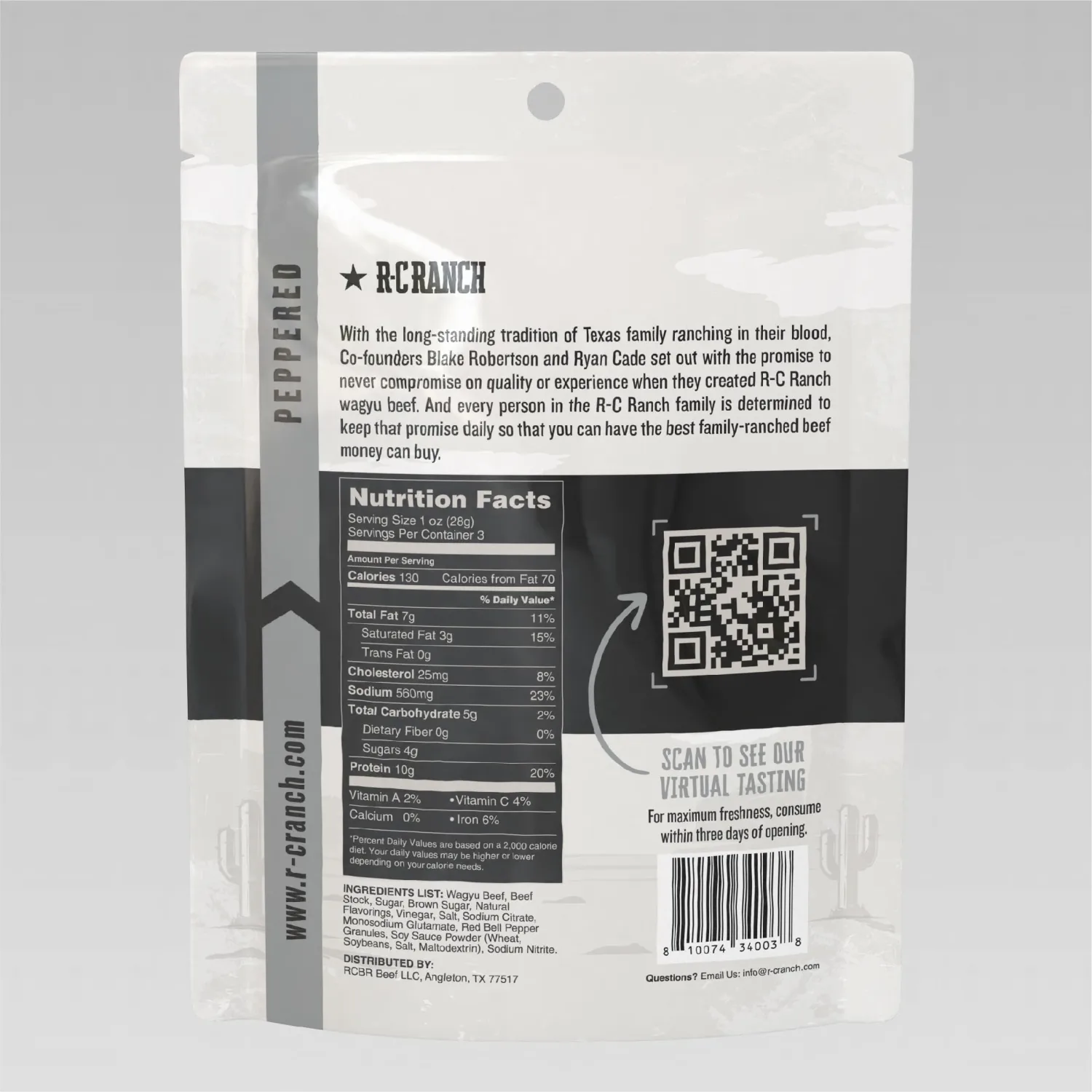 R-C Ranch - Wagyu Beef Jerky - Peppered 3oz