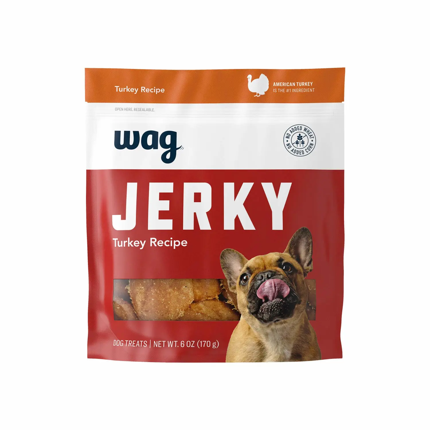 Amazon Brand - Wag Soft & Tender American Jerky Dog Treats – Turkey Recipe (6 oz)