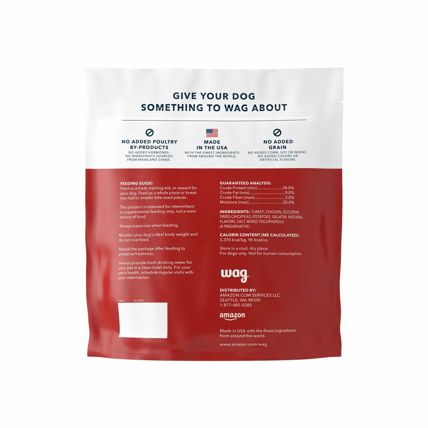 Amazon Brand - Wag Soft & Tender American Jerky Dog Treats – Turkey Recipe (6 oz)