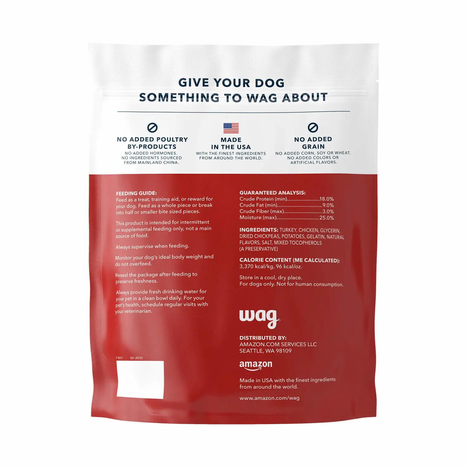 Amazon Brand - Wag Soft & Tender American Jerky Dog Treats – Turkey Recipe (12 oz)