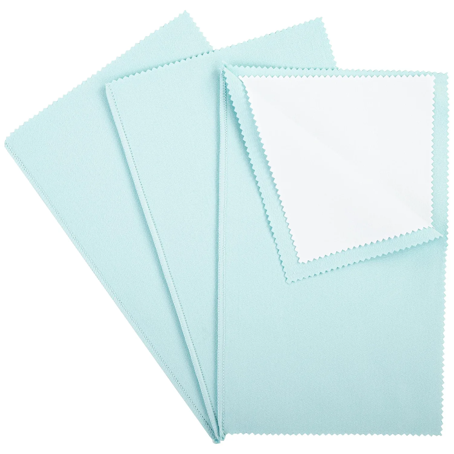 CATIFLIN 3PCS Sea Blue Silver Polishing Cloths, 10"x12" Jewelry Cleaning Cloths for Gold, Silver, Platinum, Watch, Coin, Tarnish Remover, Reusable & Streak for Jewelry Lovers