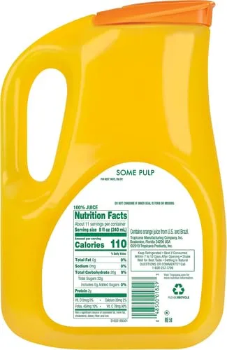 Tropicana, Orange Juice, Homestyle, Some Pulp, 89 fl oz. bottle