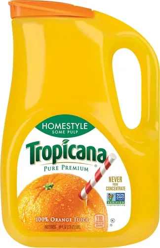 Tropicana, Orange Juice, Homestyle, Some Pulp, 89 fl oz. bottle