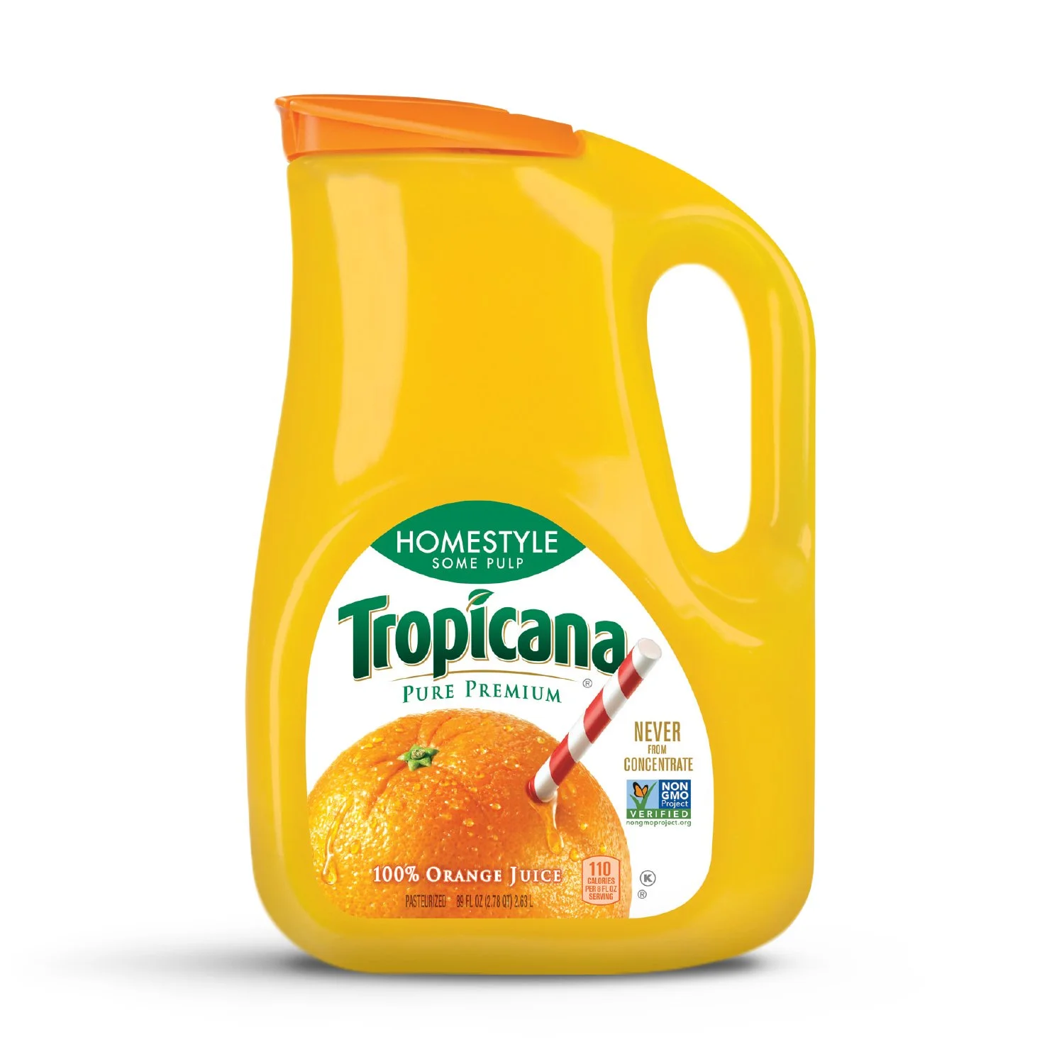 Tropicana, Orange Juice, Homestyle, Some Pulp, 89 fl oz. bottle