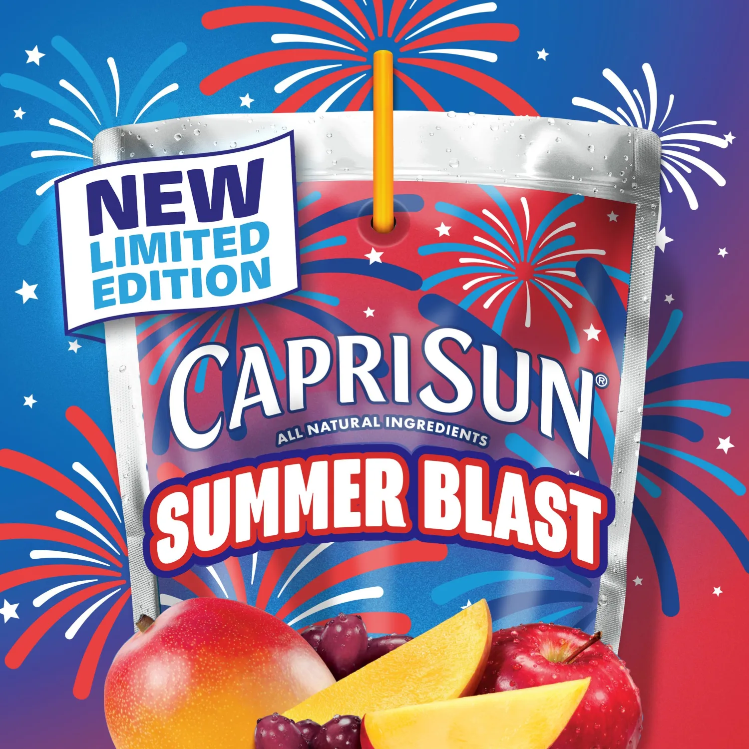 Capri Sun Summer Blast Passion Fruit Mango flavored Juice Drink Blend, from concentrate with other natural flavor, 10 ct Box, 6 fl oz Pouches