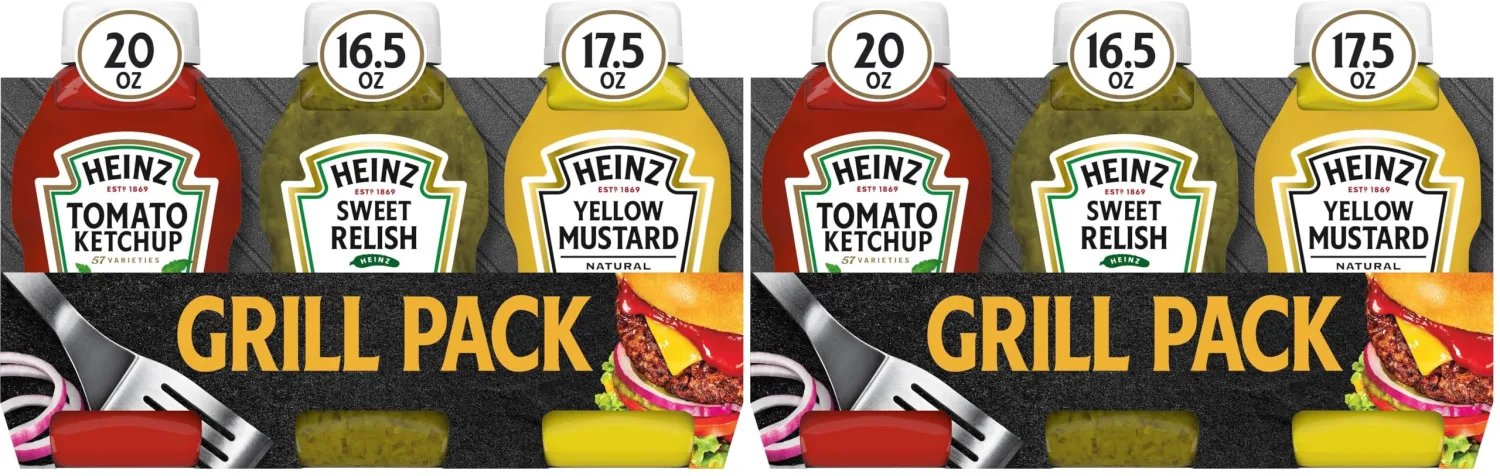 Heinz Tomato Ketchup, Relish, and Mustard Picnic Pack, 3 Count (Pack of 2)