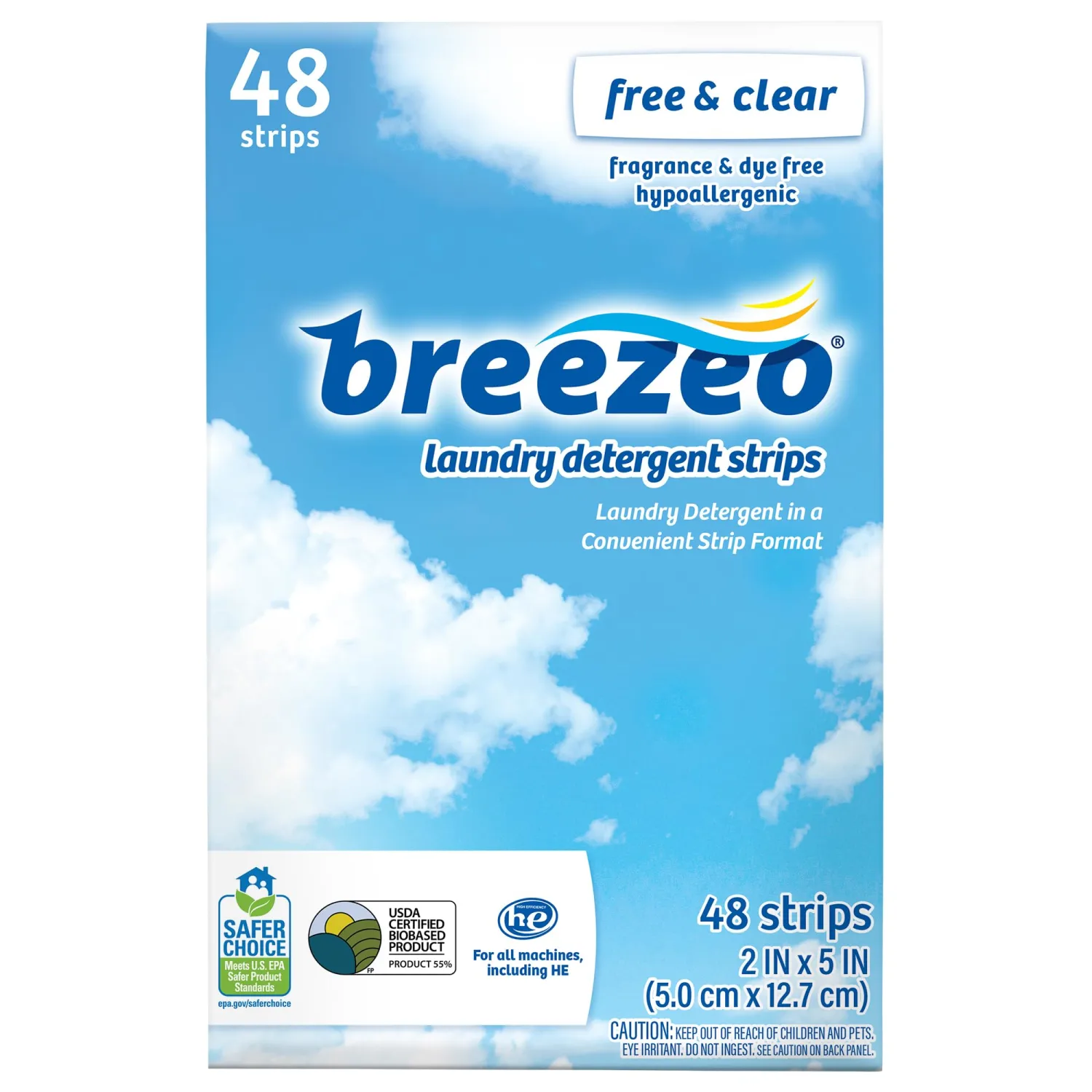Laundry Detergent Strips (48 strips) – Free & Clear - More Convenient than Pods, Pacs, Liquids or Powders – Great for Home, Dorm, Travel, Camping & Hand-Washing