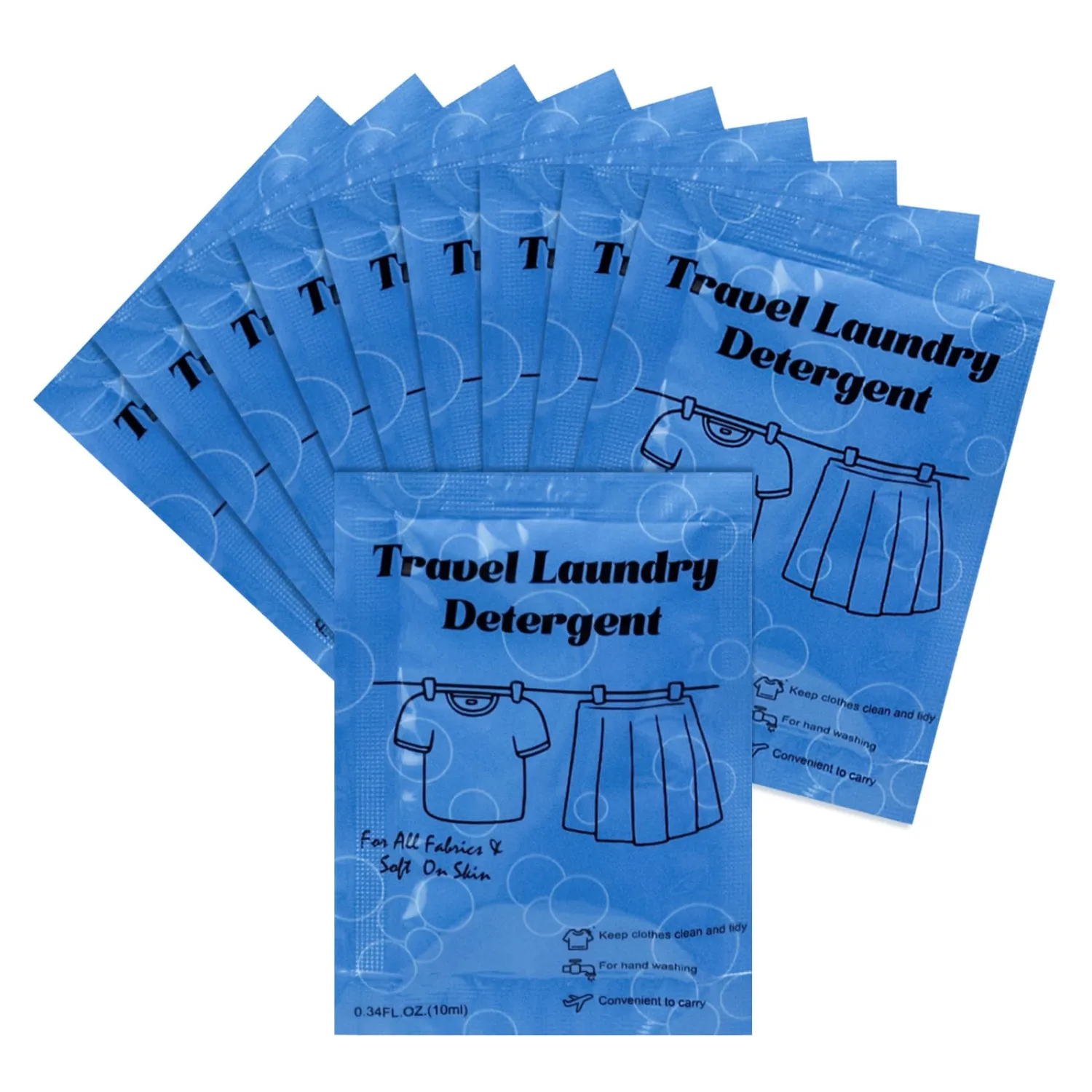 Twoworld Travel Size Liquid Laundry Detergent 0.34floz/10ml, Travel Laundry Detergent for Hand Washing,Laundry Soap Travel Size Suitable for All Fabrics in Hotel,Air Bnb,Charity (100)