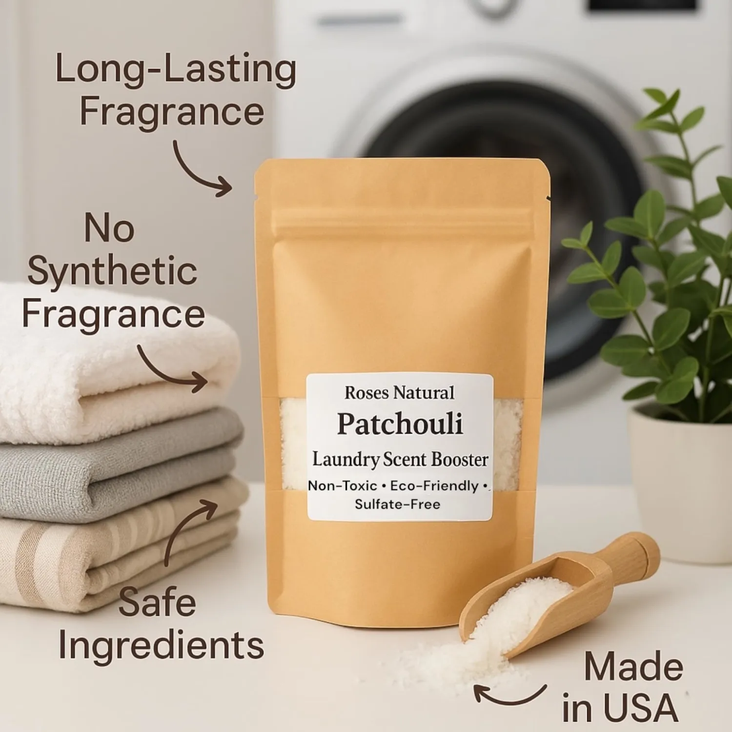 Patchouli Laundry Scent Booster, 16 OZ; Natural Patchouli In-Wash Booster, Long-Lasting Fresh Fragrance, Plant-Based Laundry Boosters, Non-Toxic; Safe for All Fabrics, Natural Scent Booster