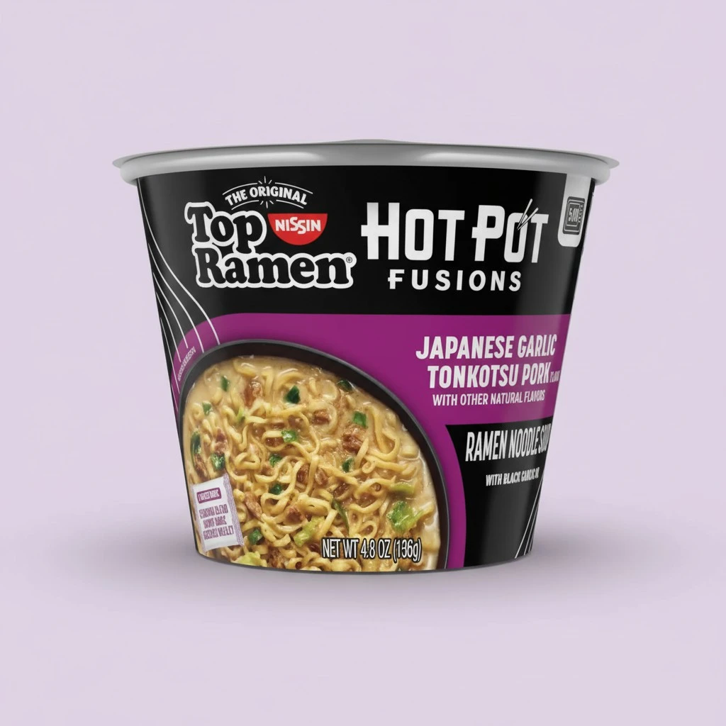 Top Ramen Hot Pot Fusions Japanese Garlic Tonkotsu Pork, 4.8 Ounce (Pack of 6)