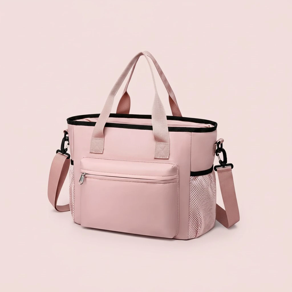 Insulated Lunch Box for Women Men Adults,Adjustable Shoulder Strap Reusable Lunch Bag for Office Work Picnic Camping Beach Outdoor Large Lunch Bag-Pink