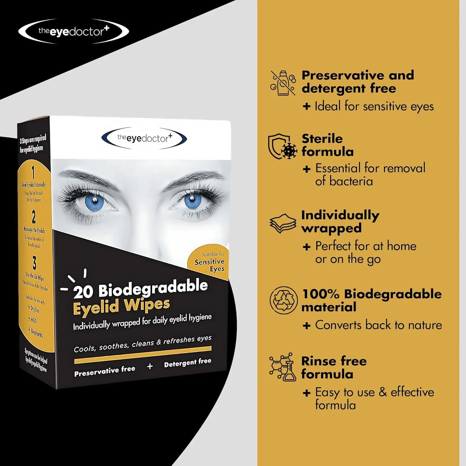 The Eye Doctor Eyelid Wipes – Single use Eyelid Wipes – Suitable for Sensitive Eyes, Dry Eyes, Blepharitis & MGD