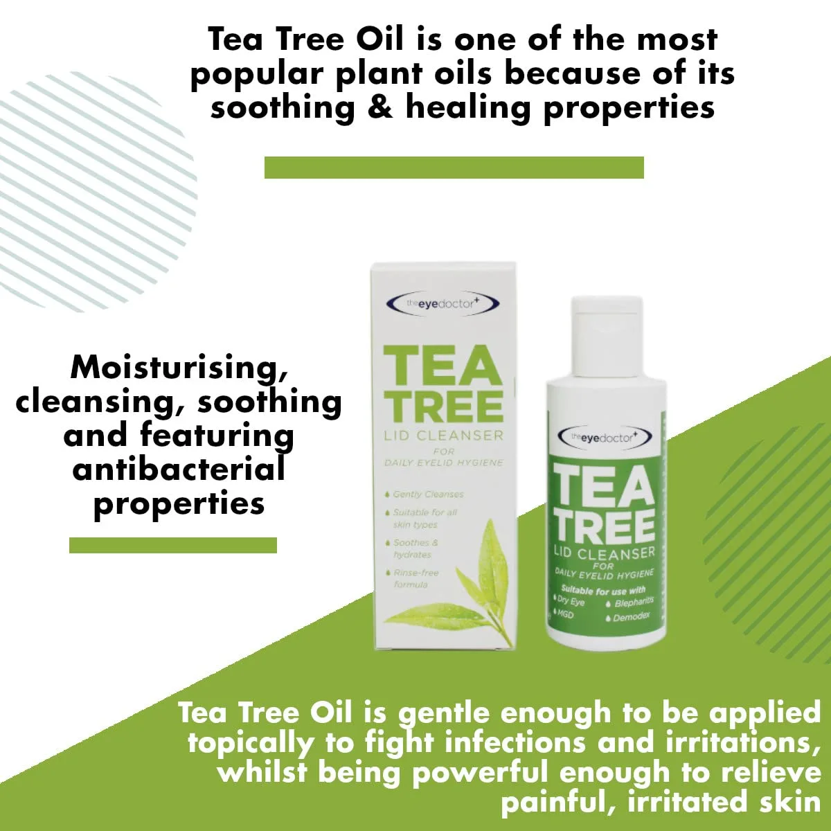 The Eye Doctor Tea Tree Lid Cleanser 100ml – Daily Eyelid Hygiene Remove Debris & Make-up Eyelid Eyelashes – For Sensitive Eyes – Contains Tea Tree Oil Argan Oil Coconut Oil & Micellar Water