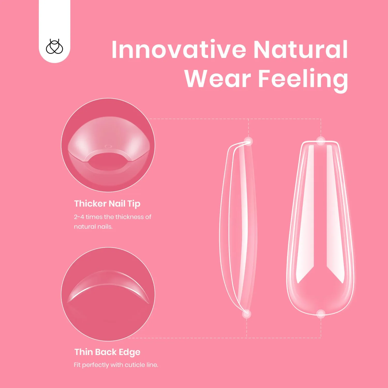 Beetles Gel Nail Tips Long Coffin Pre-Etched Nail Tips, 12 Sizes 288Pcs Pre Shaped Soft Gel Clear Nail Full Cover False Nail Tips Acrylic Glue on Nails Extension Fake Nails Manicure Gifts for Women
