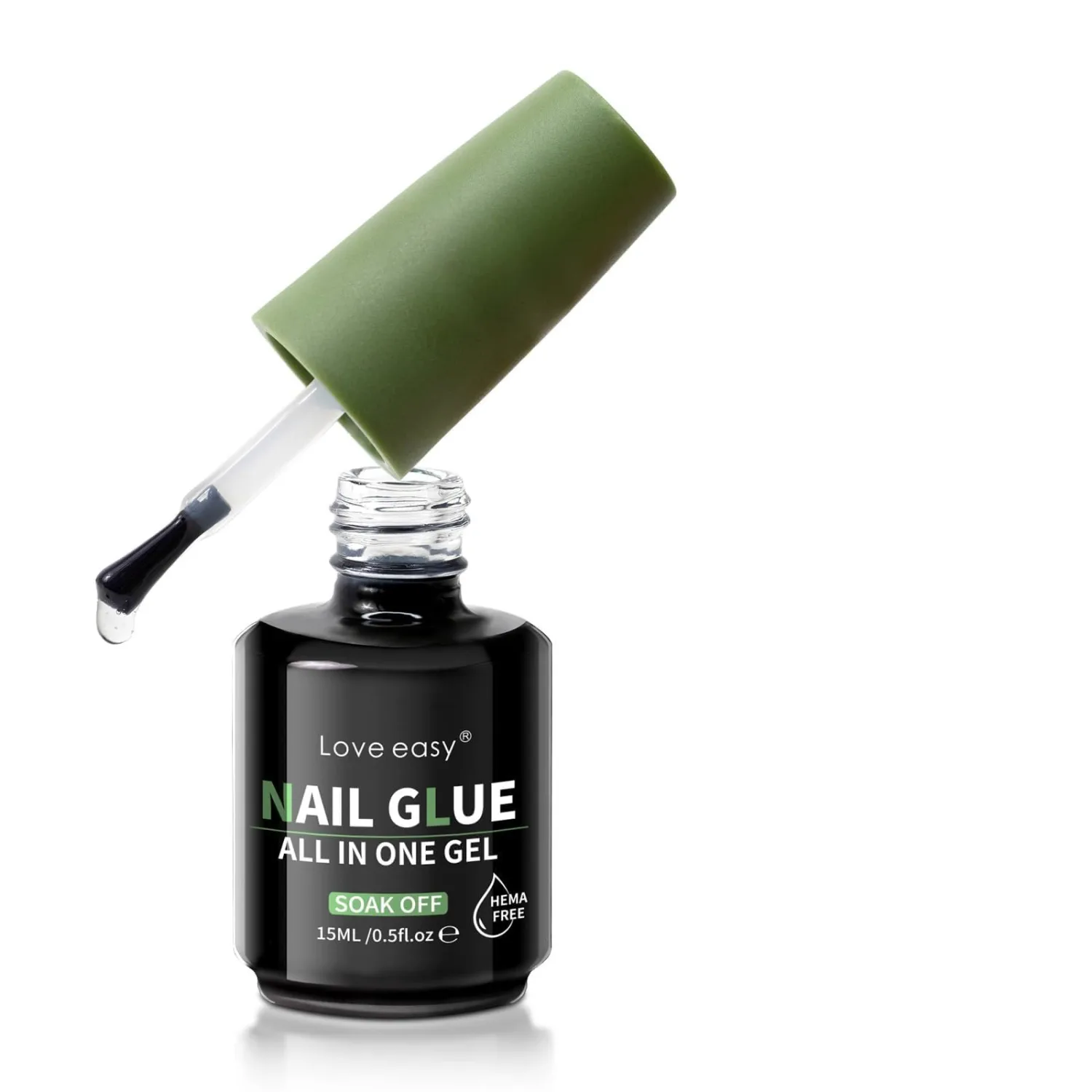 Nail Glue Gel for Press ons with Brush on, 6-in-1 Soft Professional Strong Adhesive for Gem Acrylic Tip Art Rhinestones Beads Stickers, Long Lasting Bond (U V Lamp Needed)
