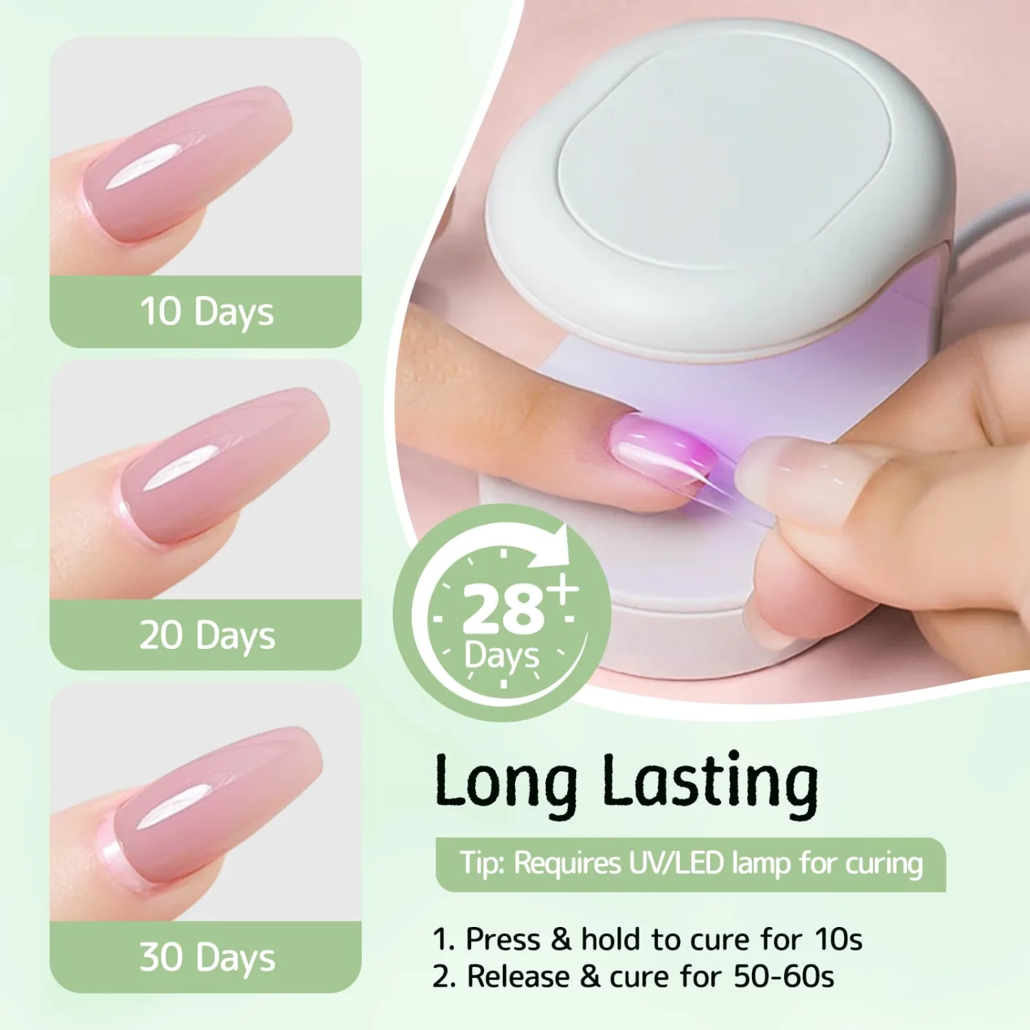 Nail Glue Gel for Press ons with Brush on, 6-in-1 Soft Professional Strong Adhesive for Gem Acrylic Tip Art Rhinestones Beads Stickers, Long Lasting Bond (U V Lamp Needed)