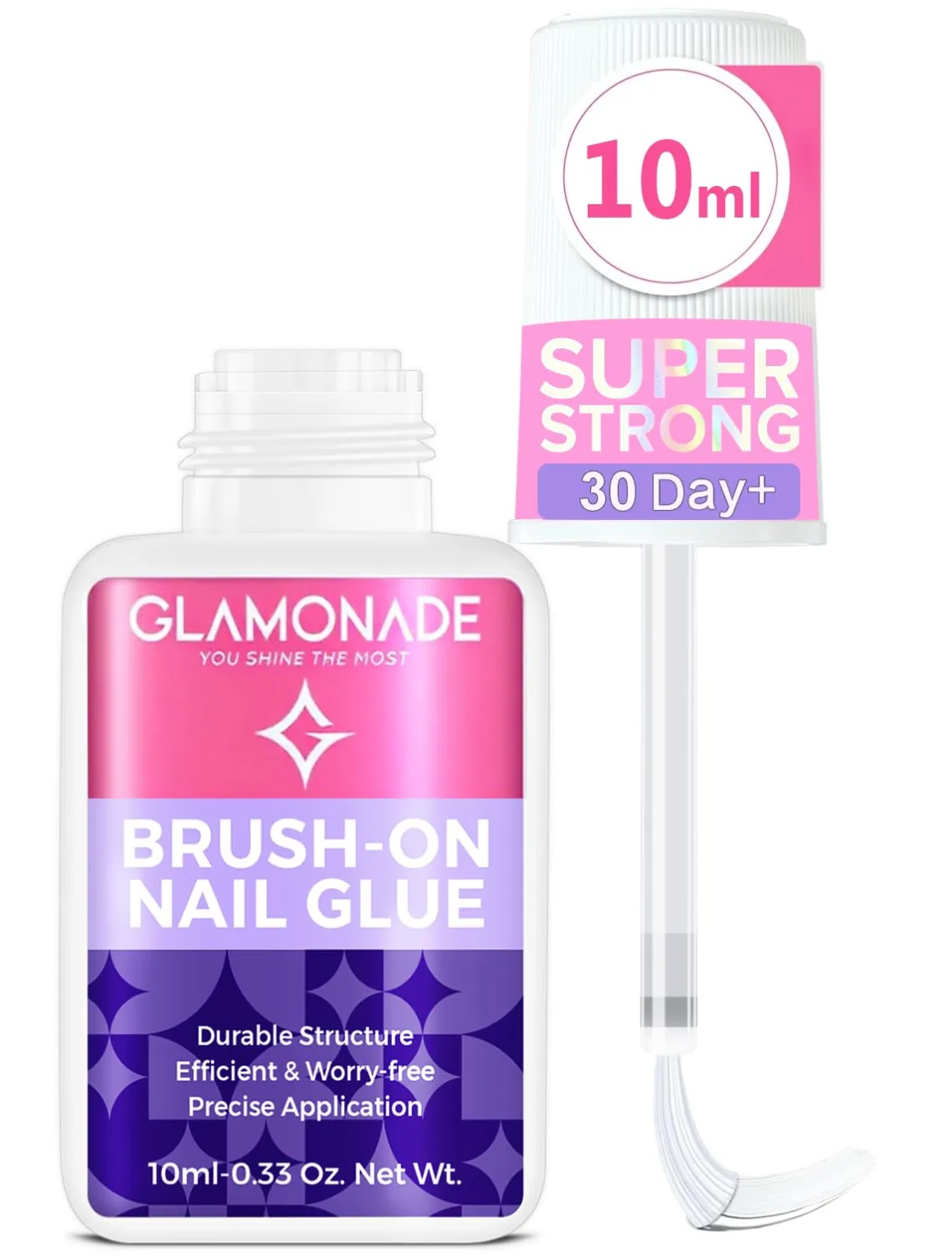Super Strong Nail Glue: Glue for Press Ons & Acrylic Nails & Fake Nail Tips - 10ml Professional Easy Long-Lasting Mess-Free Application Adhesive
