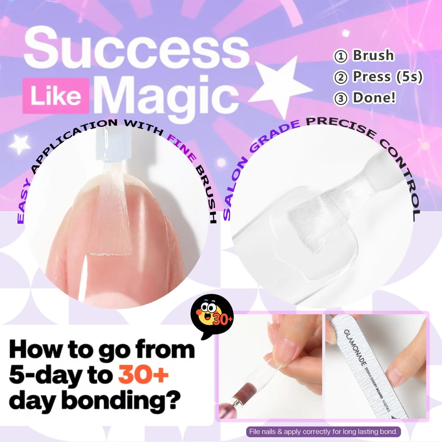 Super Strong Nail Glue: Glue for Press Ons & Acrylic Nails & Fake Nail Tips - 10ml Professional Easy Long-Lasting Mess-Free Application Adhesive