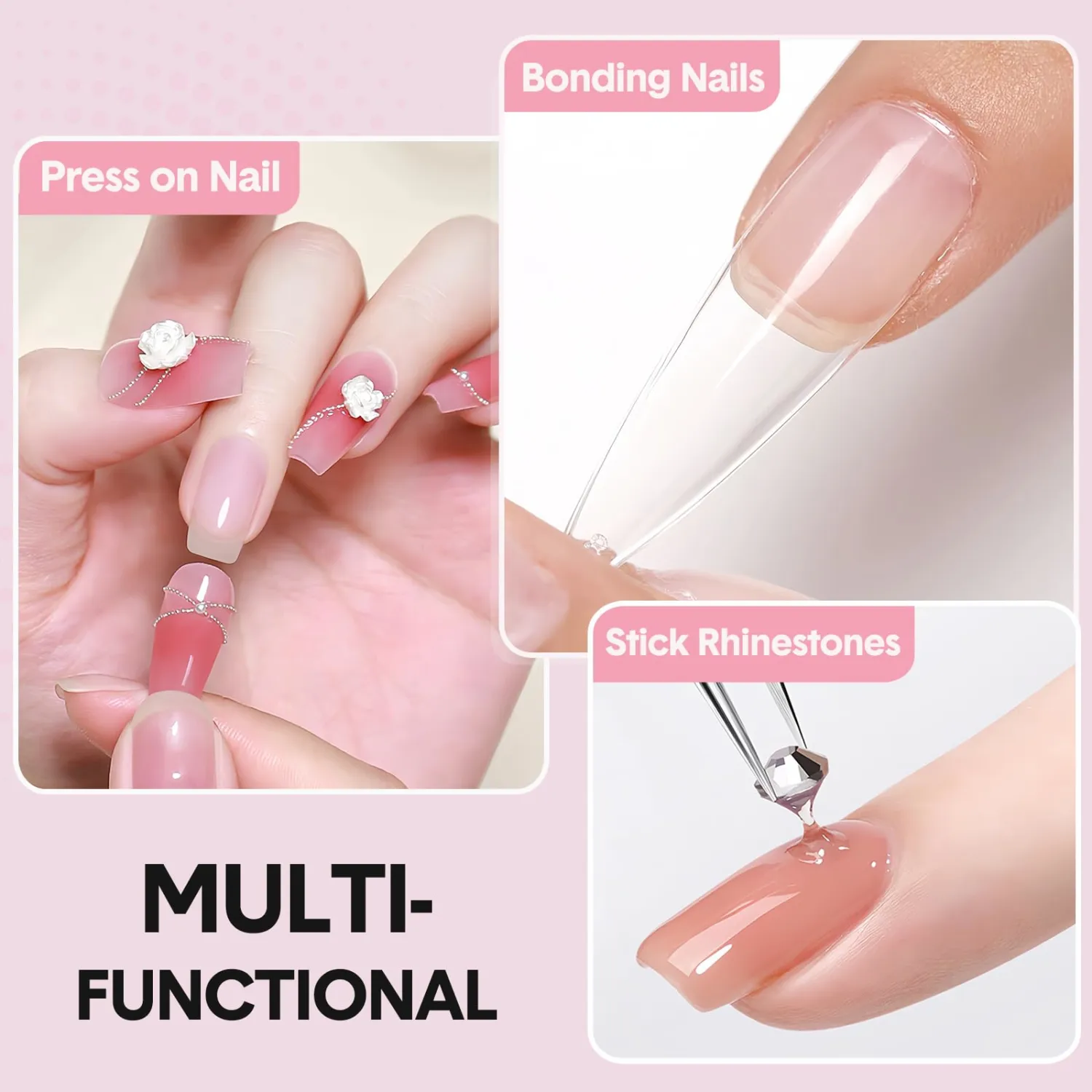 CHARMARK Solid Nail Gel Nails Glue for Press on Nails 30g Soft Acrylic Nails Glue UV Cured Fake Nails Gel Nail Tips for Lasting Nail Art Salon Manicure Glue Adhesive