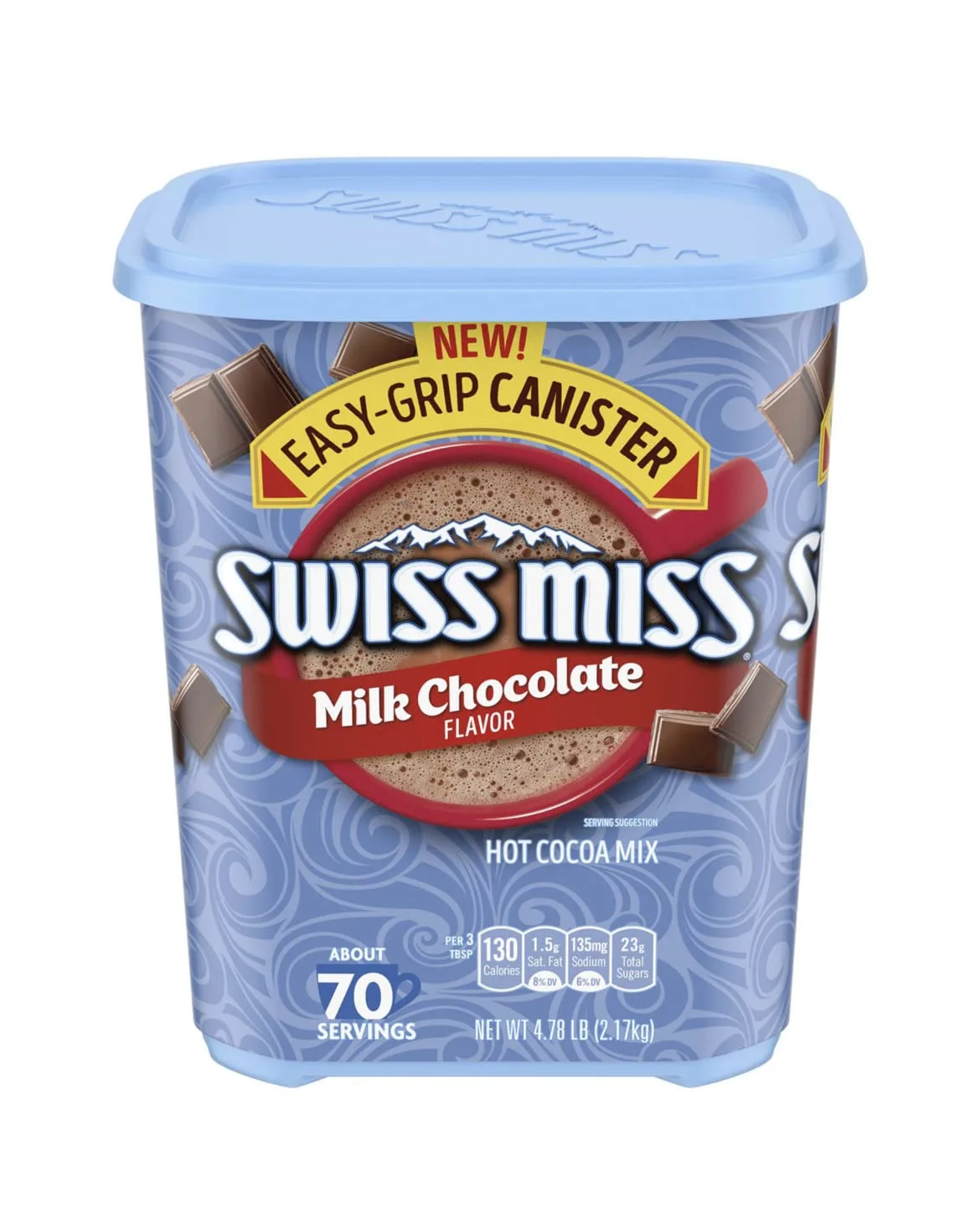 Swiss Miss Hot Cocoa Drink Mix, Milk Chocolate Flavor, 4.78 lb. Easy-Grip Canister