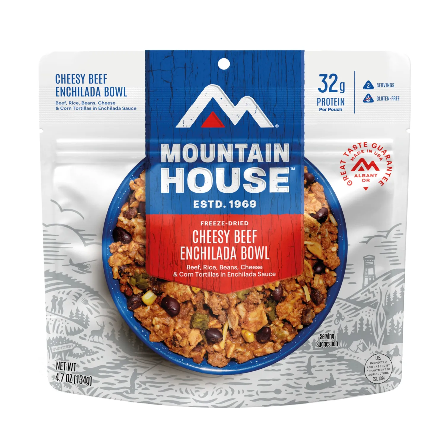 Mountain House Cheesy Beef Enchilada Bowl | Freeze Dried Backpacking & Camping Food | Gluten-Free | 2 Servings