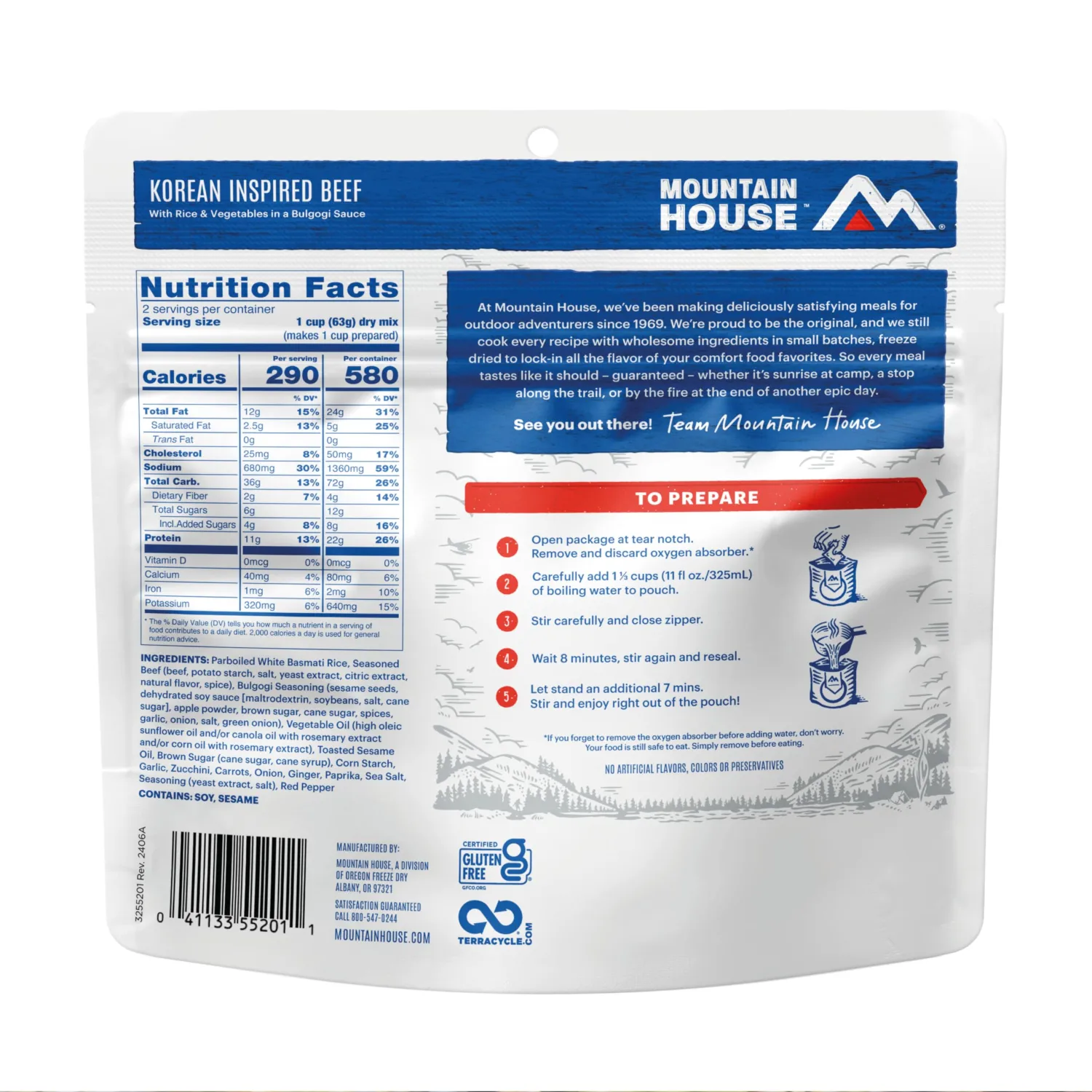 Mountain House Korean Inspired Beef | Freeze Dried Backpacking & Camping Food | Gluten-Free | 2 Servings
