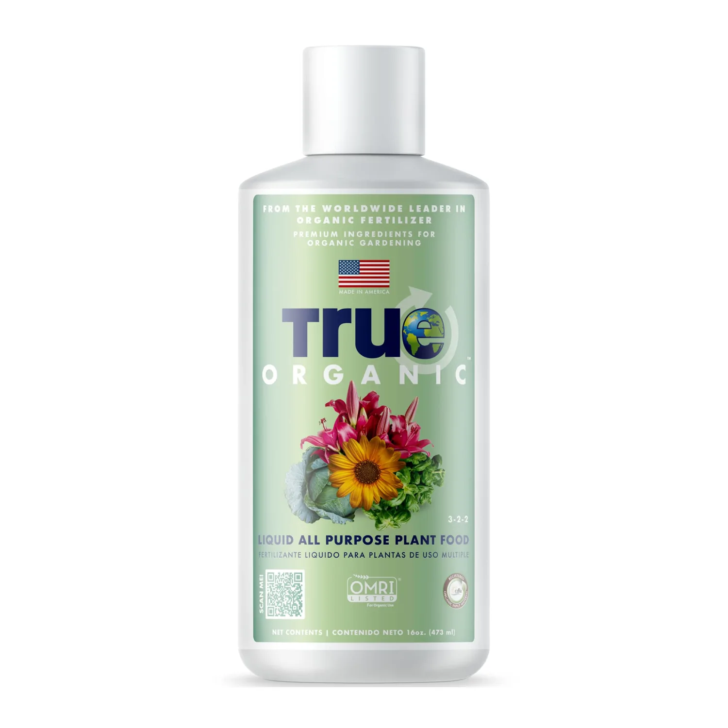 True Organic All Purpose Liquid Plant Food - Liquid Fertilizer 16oz - CDFA, OMRI Listed for Organic Gardening NPK 3-2-2