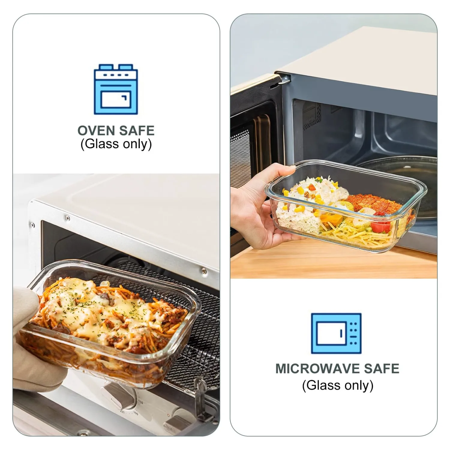 10 Pack Glass Food Storage Containers, Meal Prep Containers with Lids, Airtight Glass Lunch Boxes, Freezer, Oven, and Microwave Safe