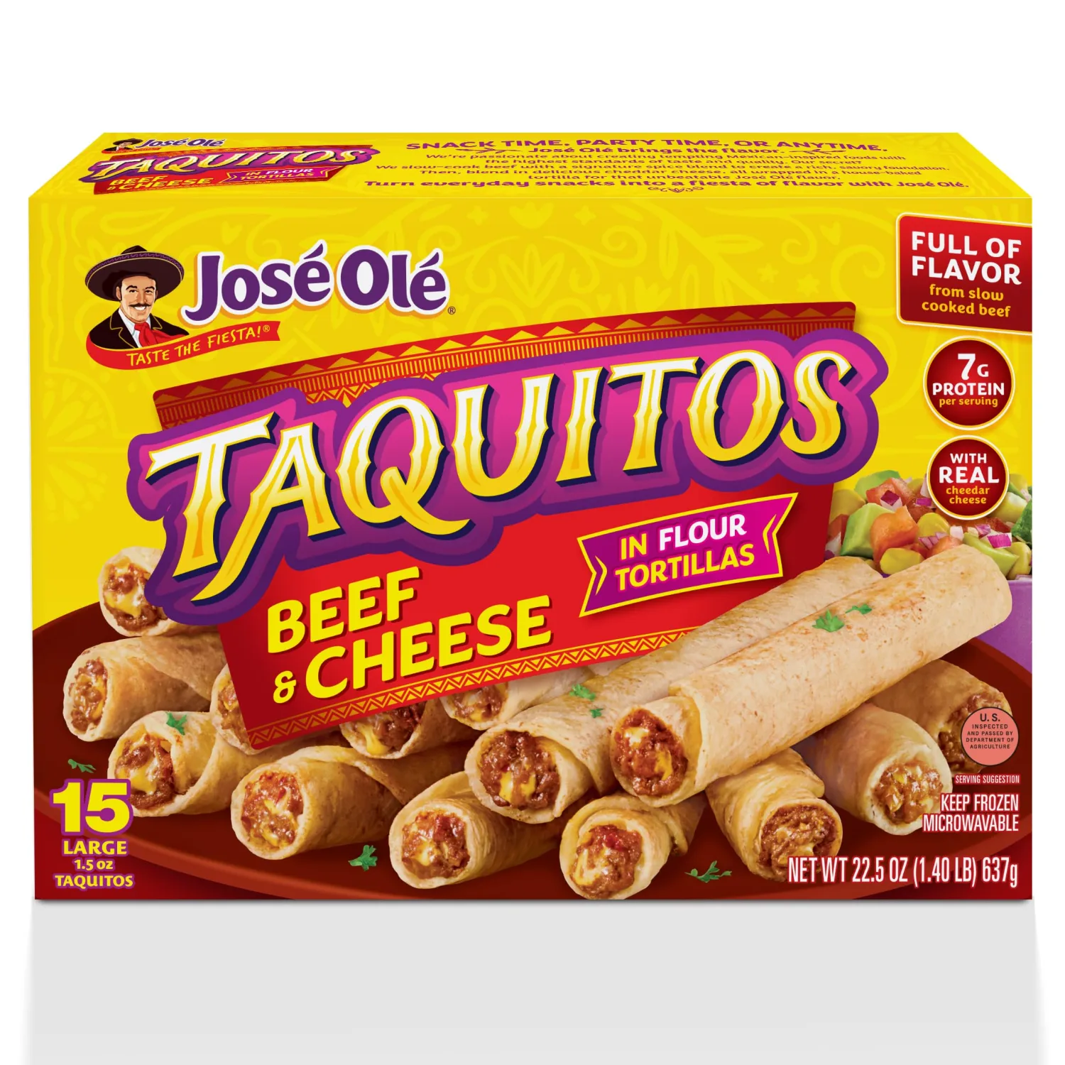 Jose Ole Flour Taquitos Beef & Cheese Frozen Box, 22.5 Ounce