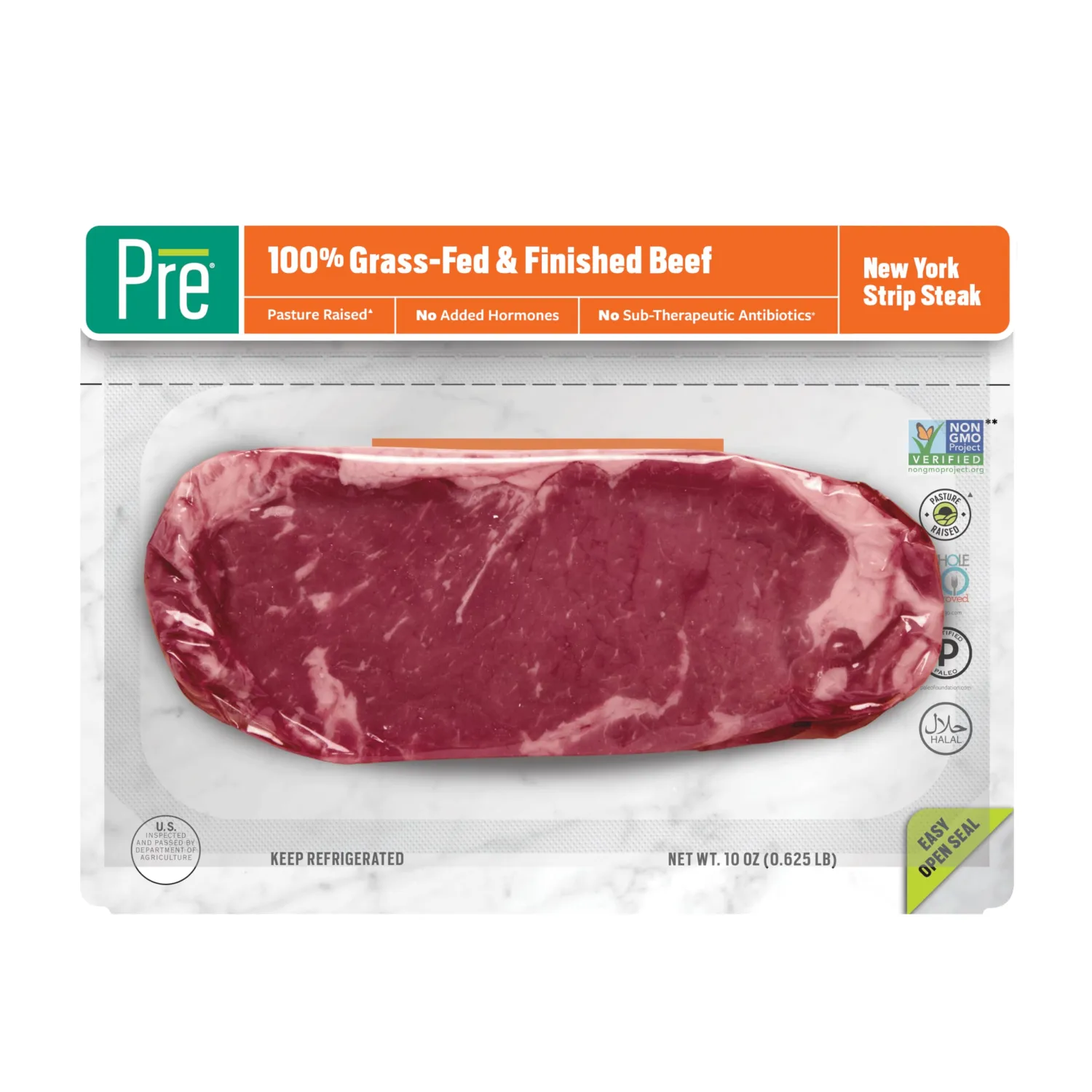 Beef New York Strip Steak, Grass-Fed, Pasture-Raised | 0.625 lbs.